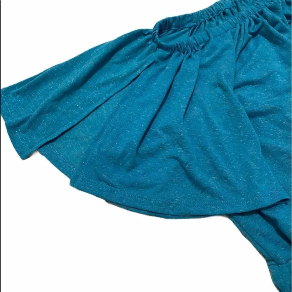 Lane Bryant Off The‎ Shoulder Ruffle Top Blue 26/28 - Picture 8 of 10